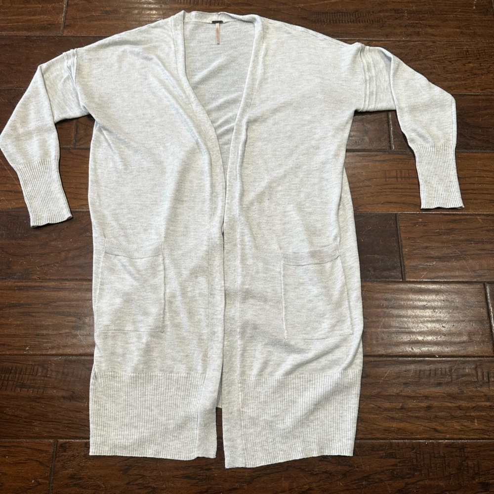 Poof! Light Gray Open Front Cardigan‎